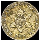 1851 Silver Three-Cent Piece NEARLY UNCIRCULATED