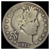 1913 Silver Barber Half Dollar LIGHTLY  CIRCULATE