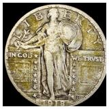1918-D Silver Standing Liberty Quarter NEARLY UNCI