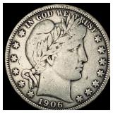 1906 Silver Half Dollar Barber LIGHTLY CIRCULATED