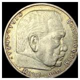 Germany SIlver 5 Reichsmark CLOSELY UNCIRCULATED