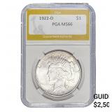 1922-D Silver Peace Dollar PGA MS66