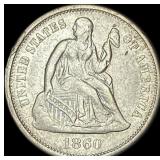 1860 Seated Liberty Dime NEARLY UNCIRCULATED