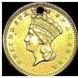 1861 Gold $1 Indian Head (holed) HIGH GRADE
