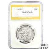 1916-D Walking Liberty Half Dollar PGA MS64+