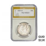 1907-D Barber Half Dollar PGA MS63+