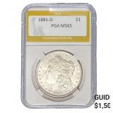 1881-O Morgan Silver Dollar PGA MS65