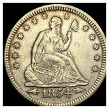 1854 Arrows Seated Liberty Quarter CLOSELY UNCIRCU
