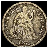 1875-CC Silver Seated Liberty Dime LIGHTLY CIRCULA