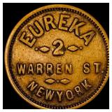 1863 Civil War Token Eureka 2 Warren St. NY LIGHTL