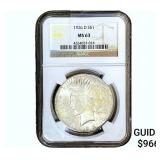 1926-D Silver Peace Dollar NGC MS63