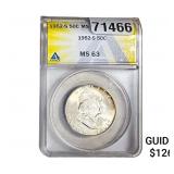 1952-S Franklin Half Dollar ANACS MS63