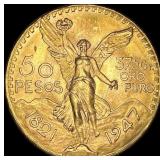 1947 Mexico Gold 50 Pesos UNCIRCULATED