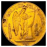 1898-A Gold 20 Francs France Angel CLOSELY UNCIRCU