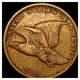1858 Copper-Nickel Flying Eagle Cent NEARLY UNCIRC