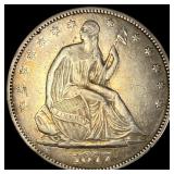 1877 Seated Liberty Half Dollar CLOSELY UNCIRCULAT