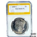 1898-S Morgan Silver Dollar PGA MS65 PL