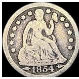 1854 Arrows Seated Liberty Dime NICELY CIRCULATED