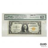 1935A $1 Silver Certificate Gold Seal PMG UNC 62