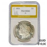 1921 Morgan Silver Dollar PGA MS66 PL