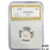 1918 Mercury Silver Dime PGA MS65 FSB
