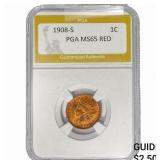 1908-S Indian Head Cent PGA MS65 RED