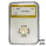 1881 Silver Three Cent PGA MS63