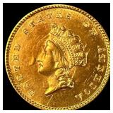 1854 Gold $1 Indian Head Type 2 CLOSELY UNCIRCULAT