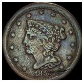 1855 Braided Hair Half Cent NEARLY UNCIRCULATED