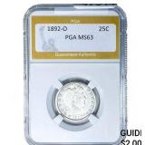 1892-O Barber Quarter PGA MS63