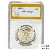 1938-D Walking Liberty Half Dollar PGA MS65+