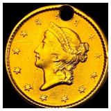1853 Gold $1 Liberty Head (holed) HIGH GRADE