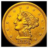 1854 Gold $2.50 Liberty Head Quarter Eagle NEARLY