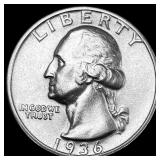 1936 Silver Washington Quarter CLOSELY UNCIRCULATE