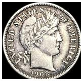 1908-D Silver Barber Dime NEARLY UNCIRCULATED