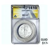 `1945-D Walking Liberty Half Dollar ANACS MS64