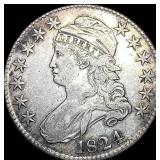 1824 Capped Bust Half Dollar NEARLY UNCIRCULATED