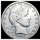 1911 Barber Silver Quarter CHOICE AU