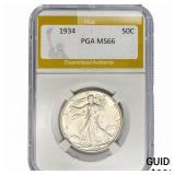 1934 Walking Liberty Half Dollar PGA MS66