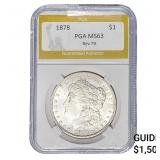 1878 Rev 79 Morgan Silver Dollar PGA MS63