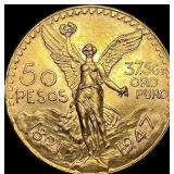 1947 Mexico Gold 50 Pesos UNCIRCULATED