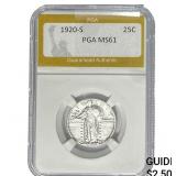 1920-S Standing Liberty Quarter PGA MS61