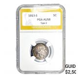 1913-S Buffalo Nickel PGA AU58