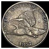 1857 Copper-Nickel Flying Eagle Cent NEARLY UNCIRC