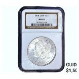 1878 7/8TF Mercury Silver Dollar NGC MS63