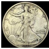 1917 Walking Liberty Half Dollar ABOUT UNCIRCULATE