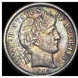 1914 Barber Dime NEARLY UNCIRCULATED