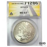1878-S Morgan Silver Dollar ANACS MS63