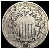 1867 Shield Nickel NICELY CIRCULATED