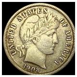 1908-S Silver Barber Dime NEARLY UNCIRCULATED
